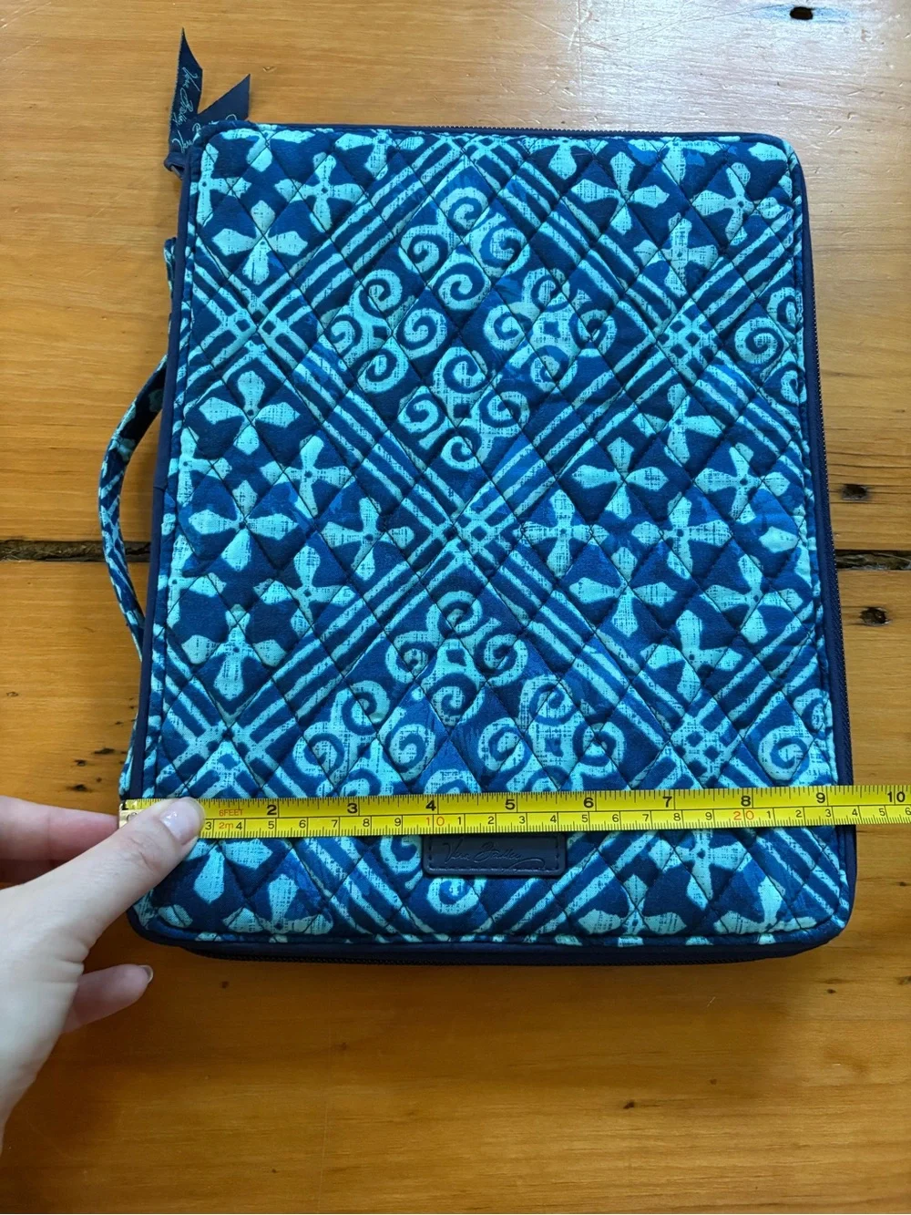 NEW Vera Bradley Tablet Tamer Organizer Cuban Tiles Navy Teal Aquamarine Pattern